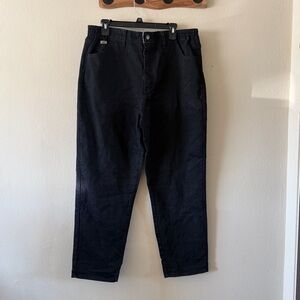 Lee Relaxed Fit Black High Rise Elastic Waist Jeans Tapered Leg Size 16 Petite